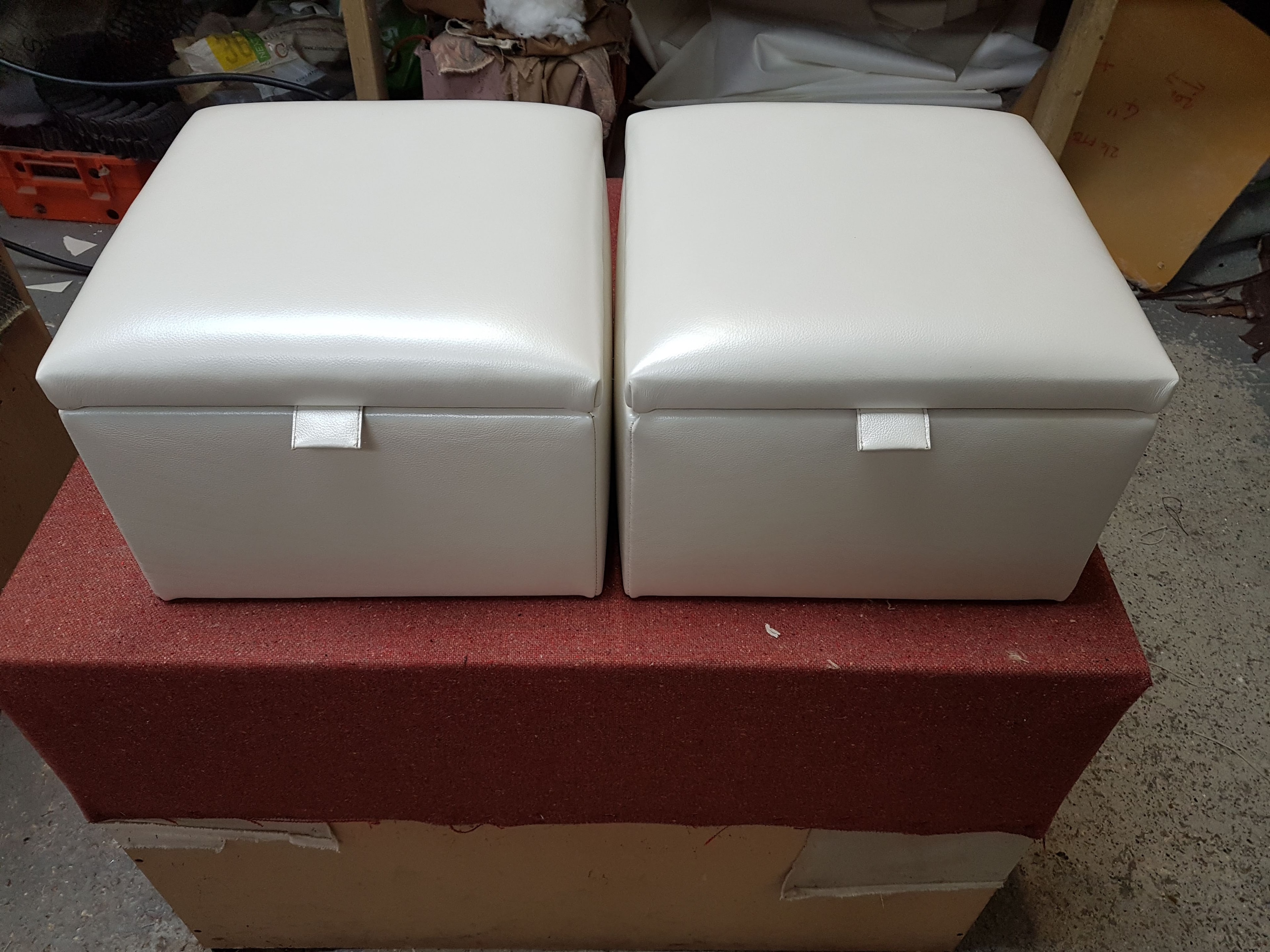 White storage ottomans