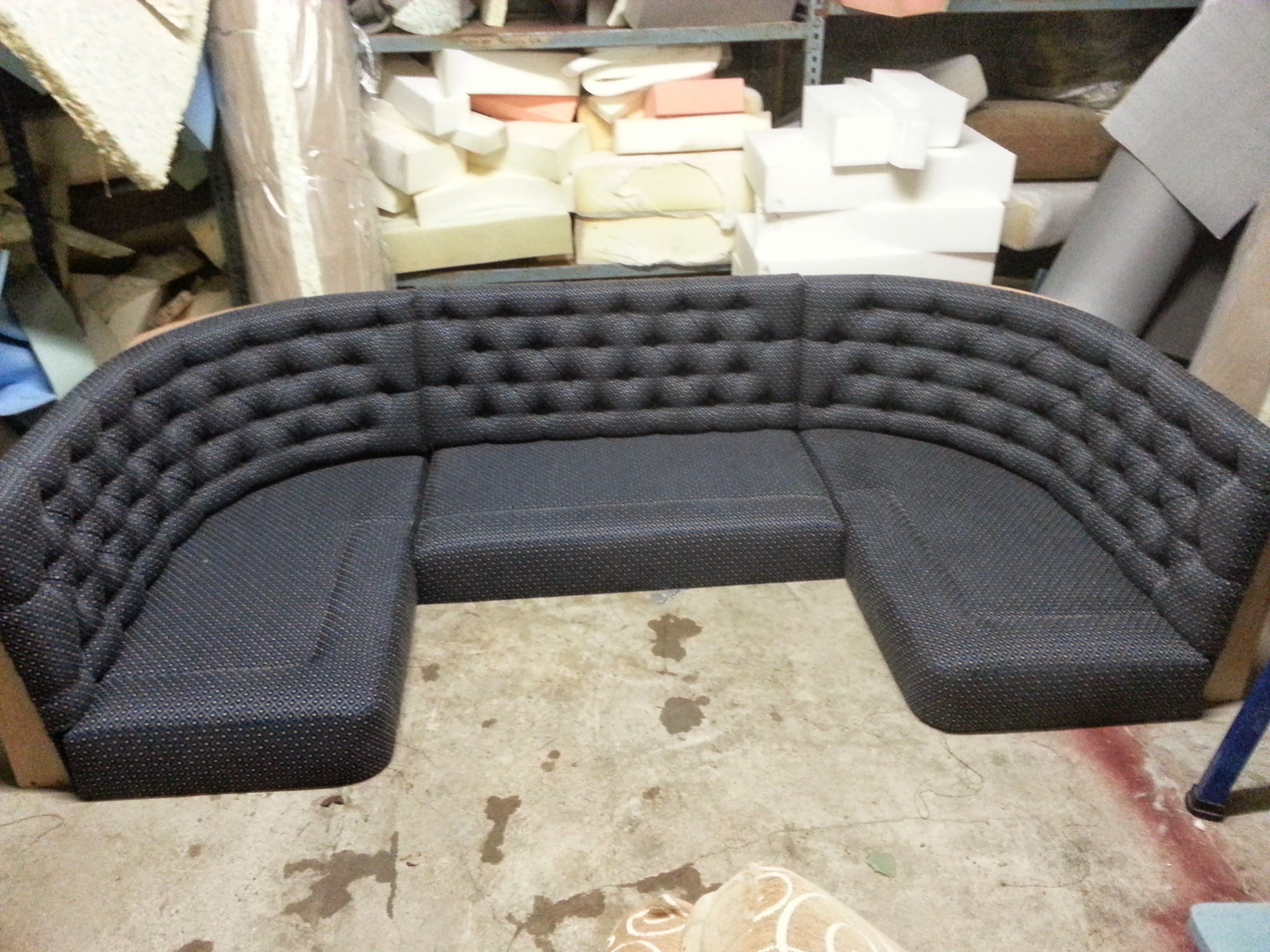 Dark curved booth seating