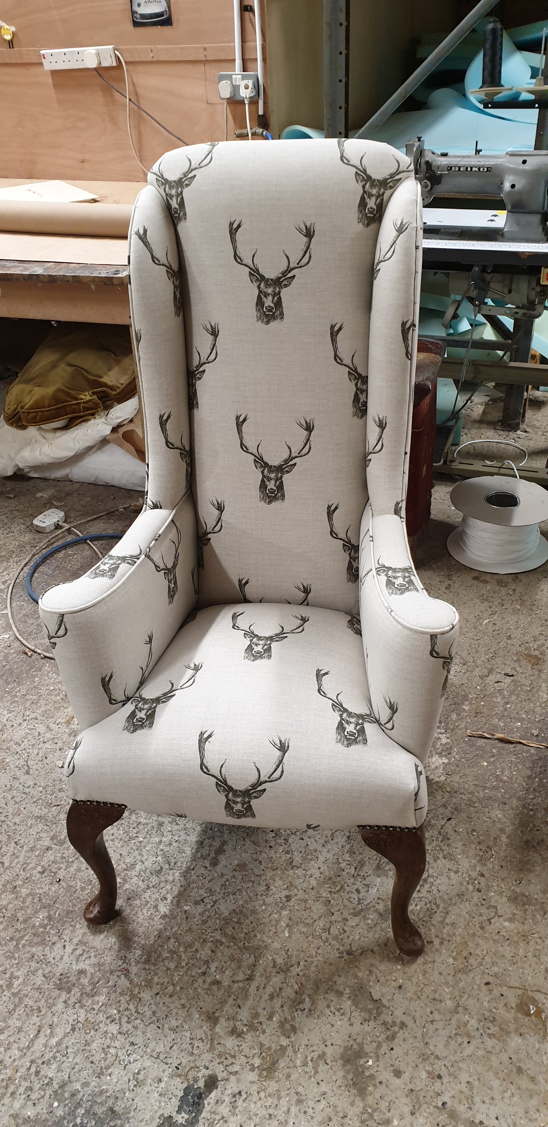 Stag print wingback