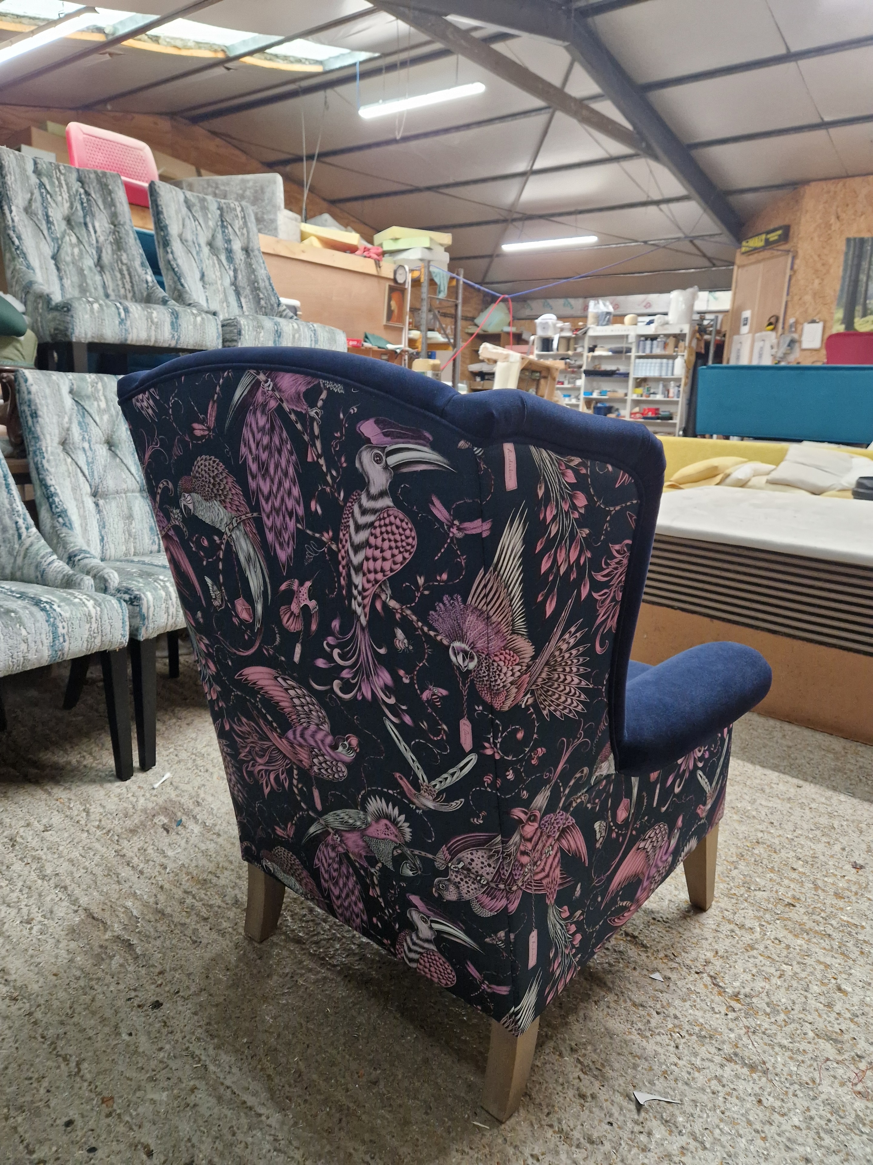 Exotic bird print chair