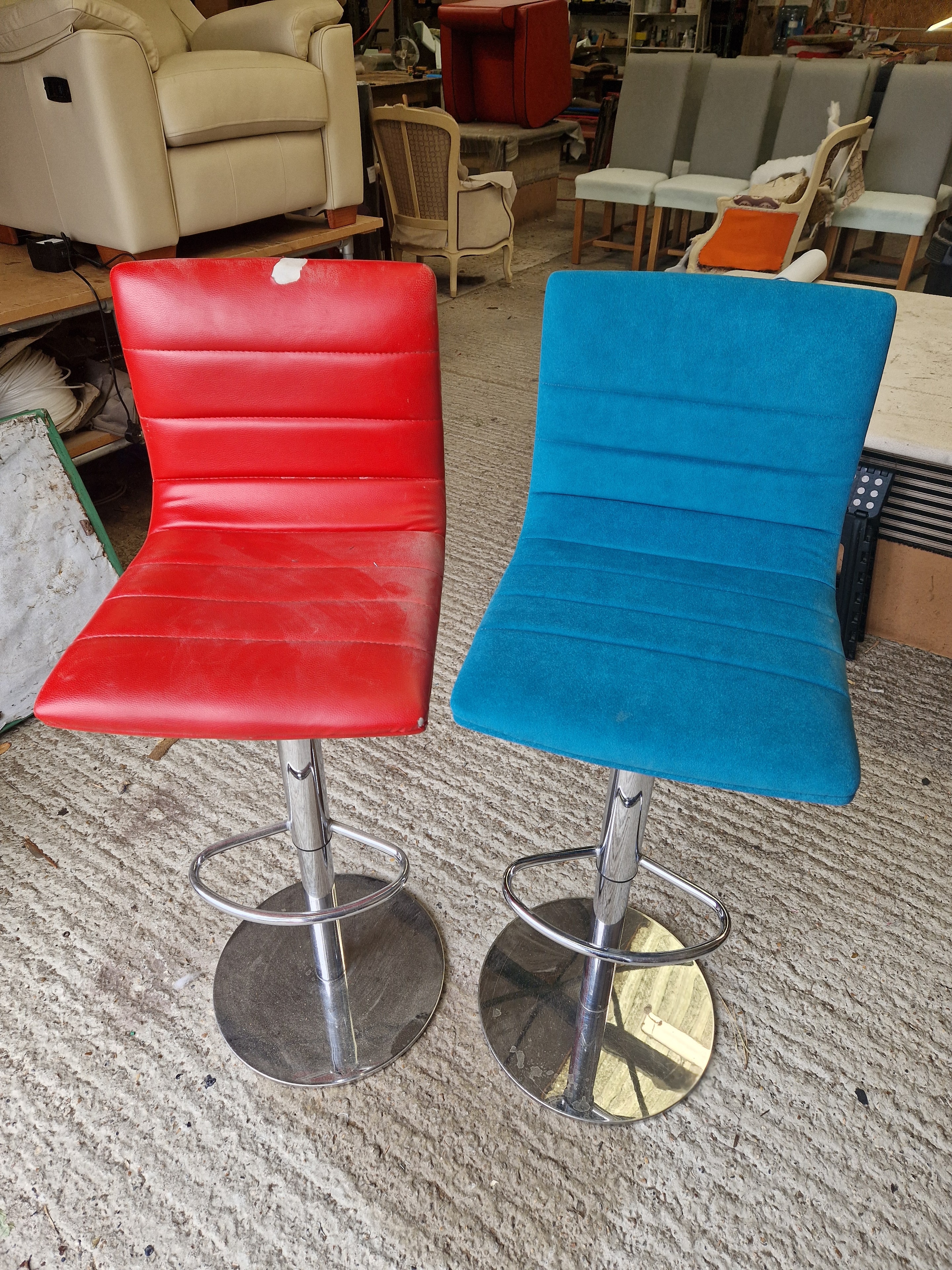 Teal & red bar stools